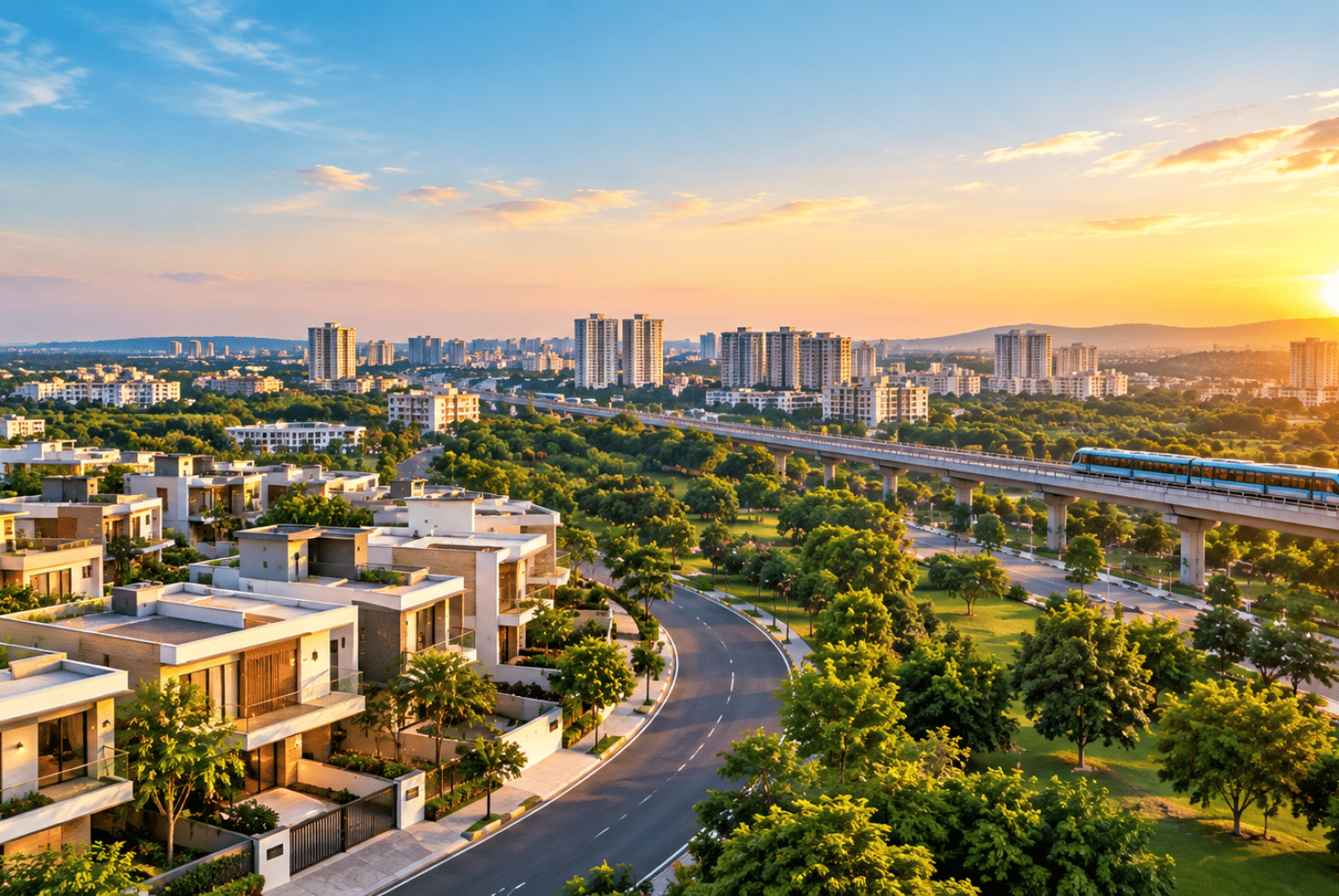 Real estate in South Bangalore with modern villas, residential communities and metro connectivity